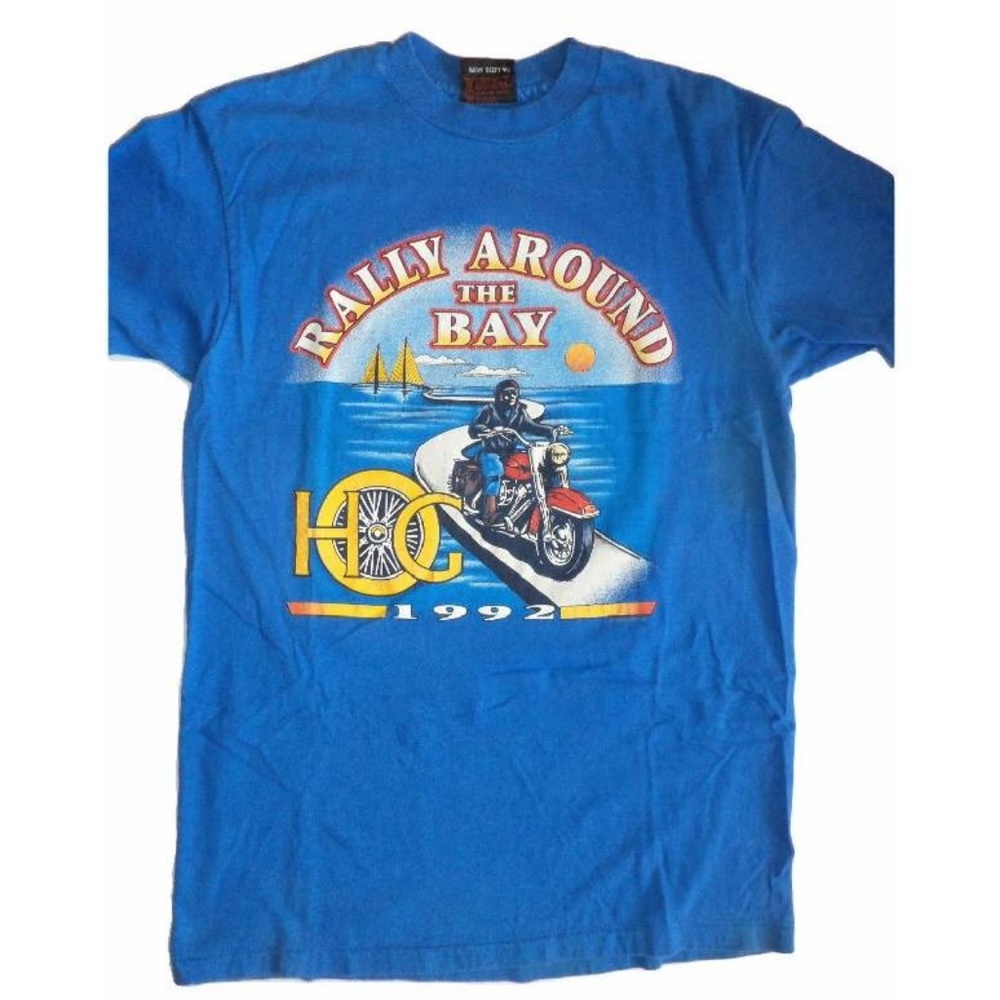 HARLEY DAVIDSON Tshirt L HOG 1992 Rally Around Bay - Picture 3 of 6